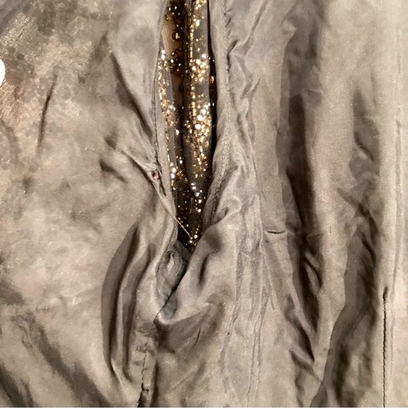 Vtg 100% silk Black Tie Oleg Cassini beaded cocktail party dress black gold - Picture 7 of 11